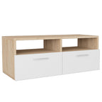 vidaXL TV-Schrank Holzwerkstoff 95x35x36 cm Eiche und Weiß