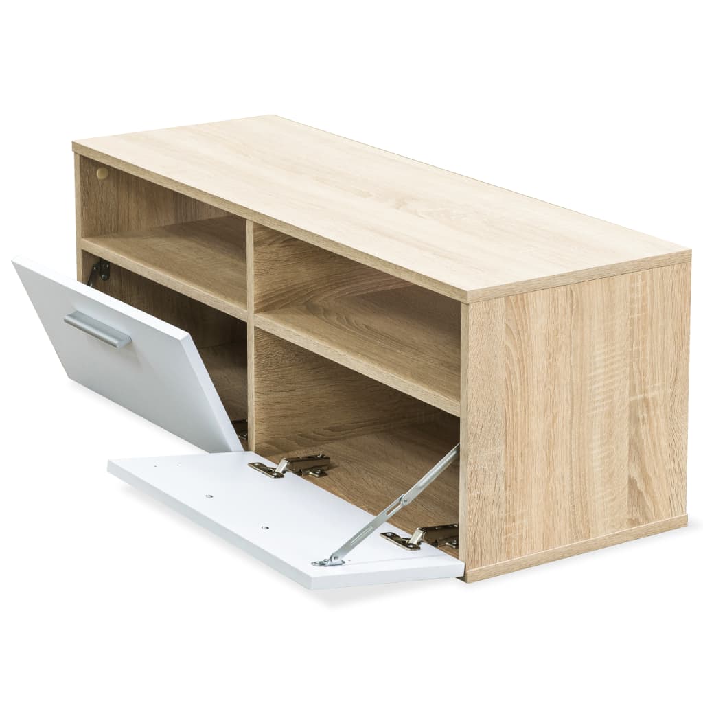 vidaXL TV-Schrank Holzwerkstoff 95x35x36 cm Eiche und Weiß
