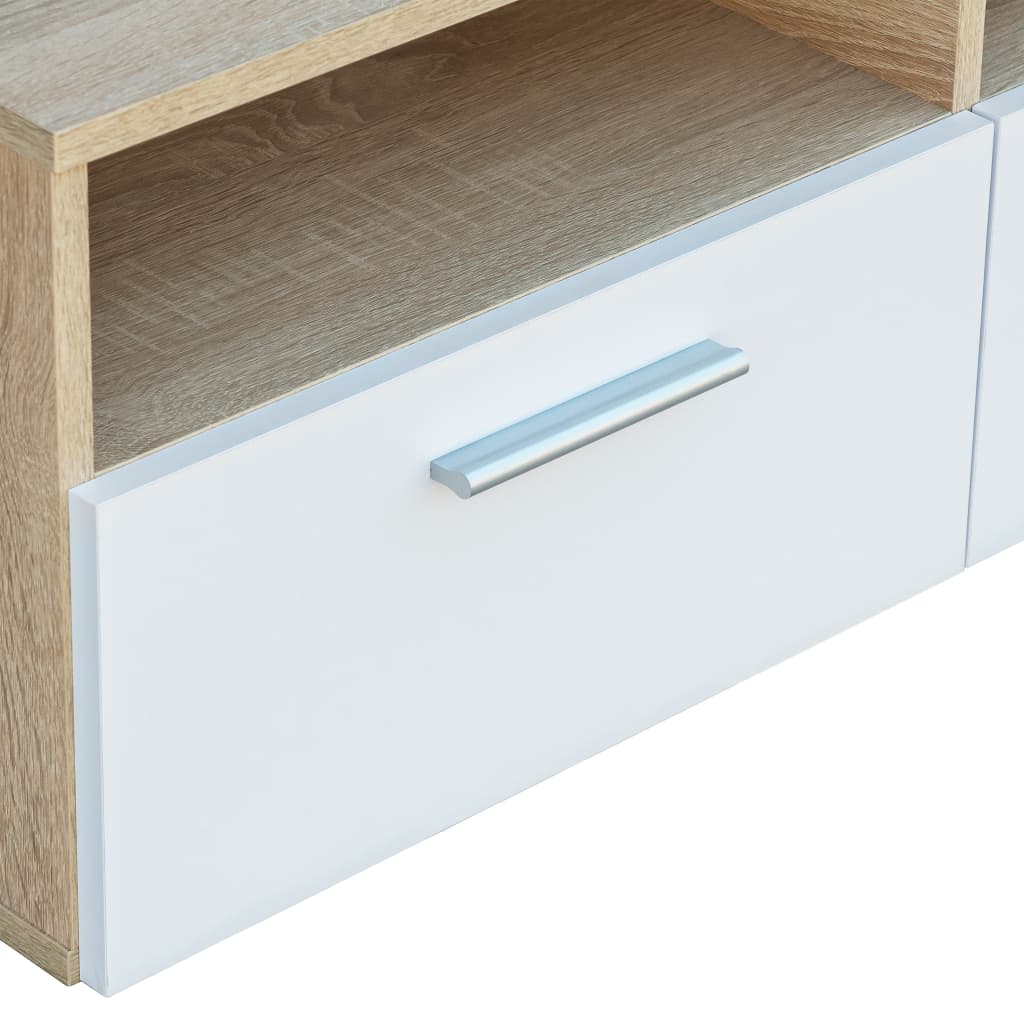 vidaXL TV-Schrank Holzwerkstoff 95x35x36 cm Eiche und Weiß