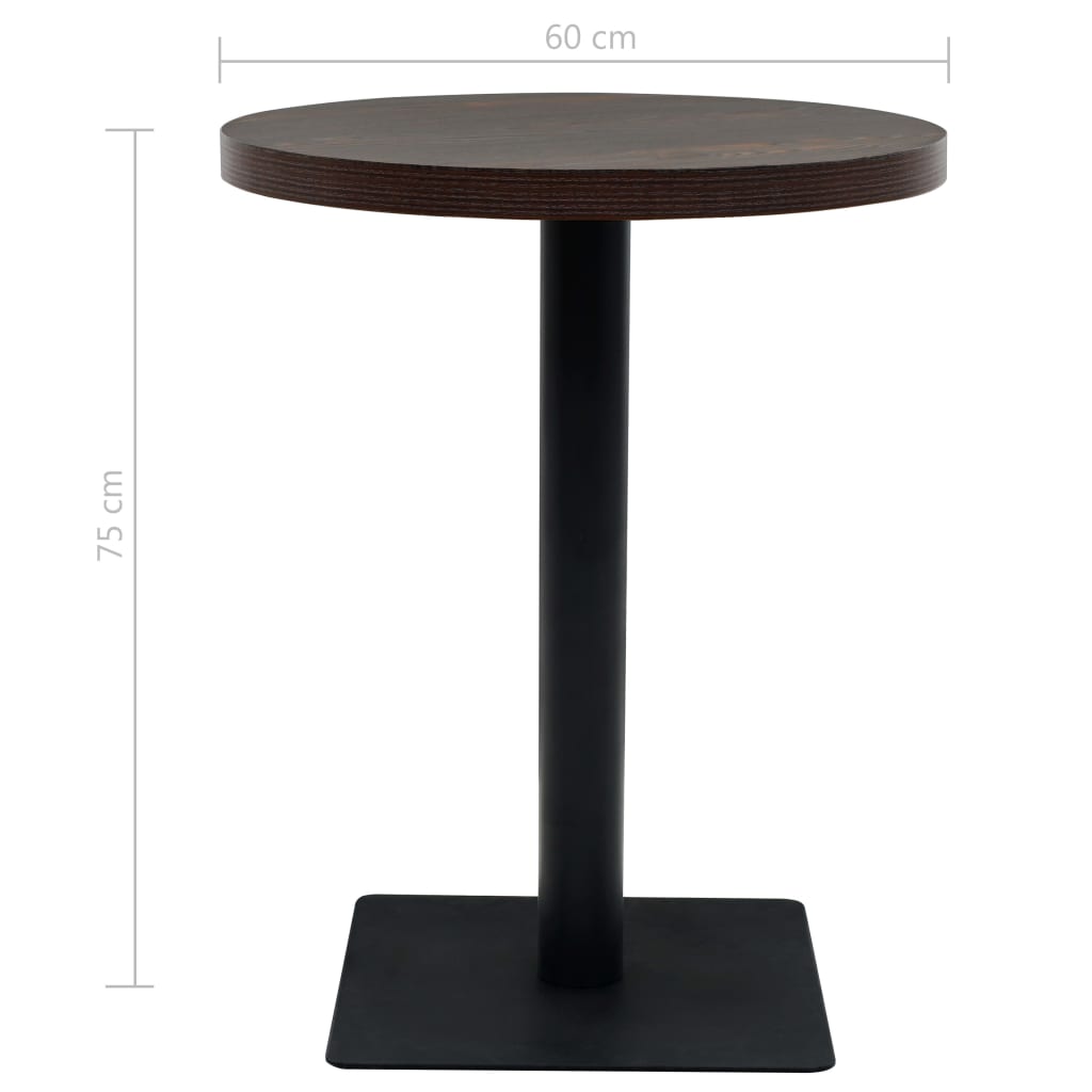 vidaXL Bistrotisch MDF und Stahl Rund 60×75 cm Dunkle Esche