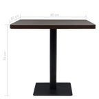 vidaXL Bistrotisch MDF und Stahl Quadratisch 80×80×75cm Dunkle Esche