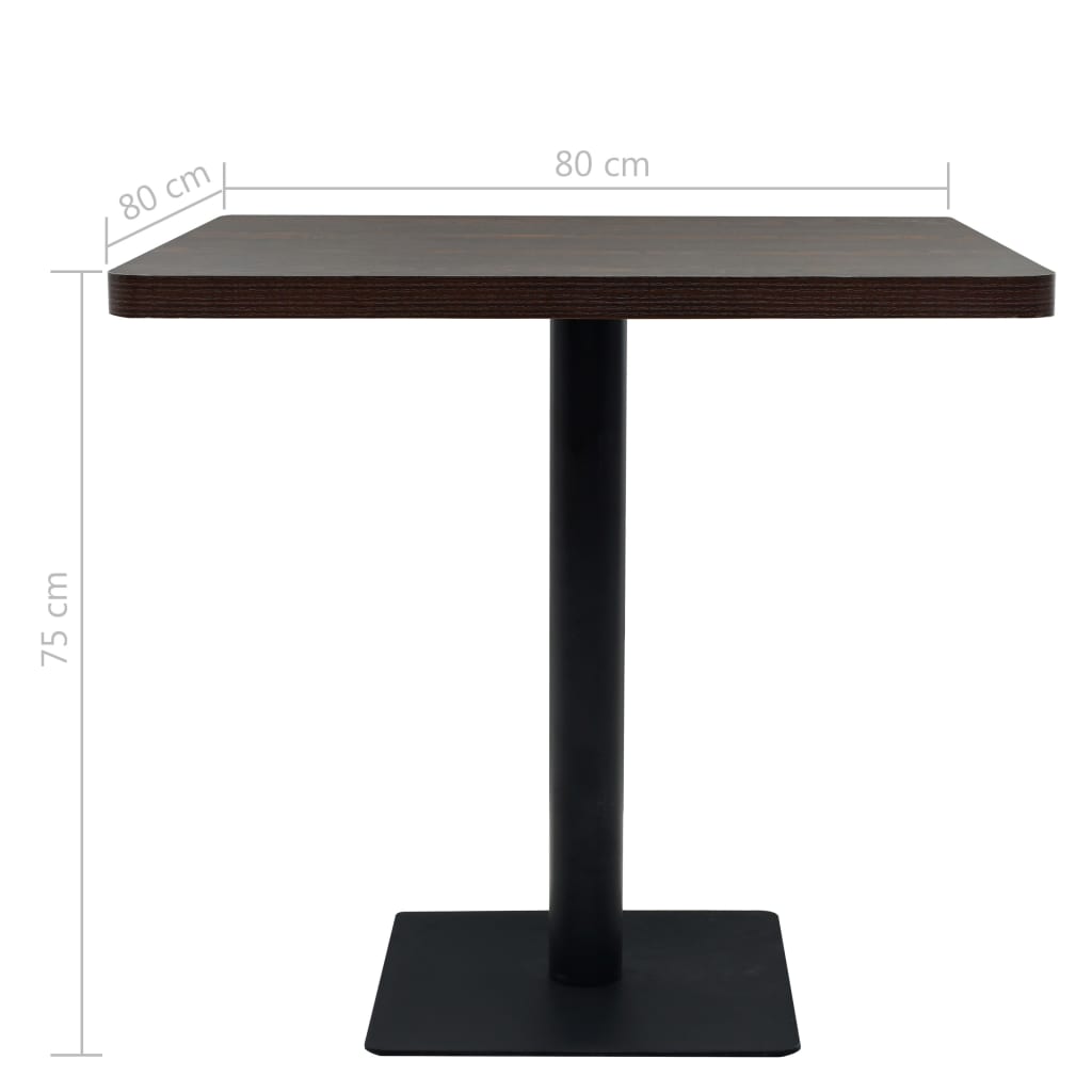 vidaXL Bistrotisch MDF und Stahl Quadratisch 80×80×75cm Dunkle Esche