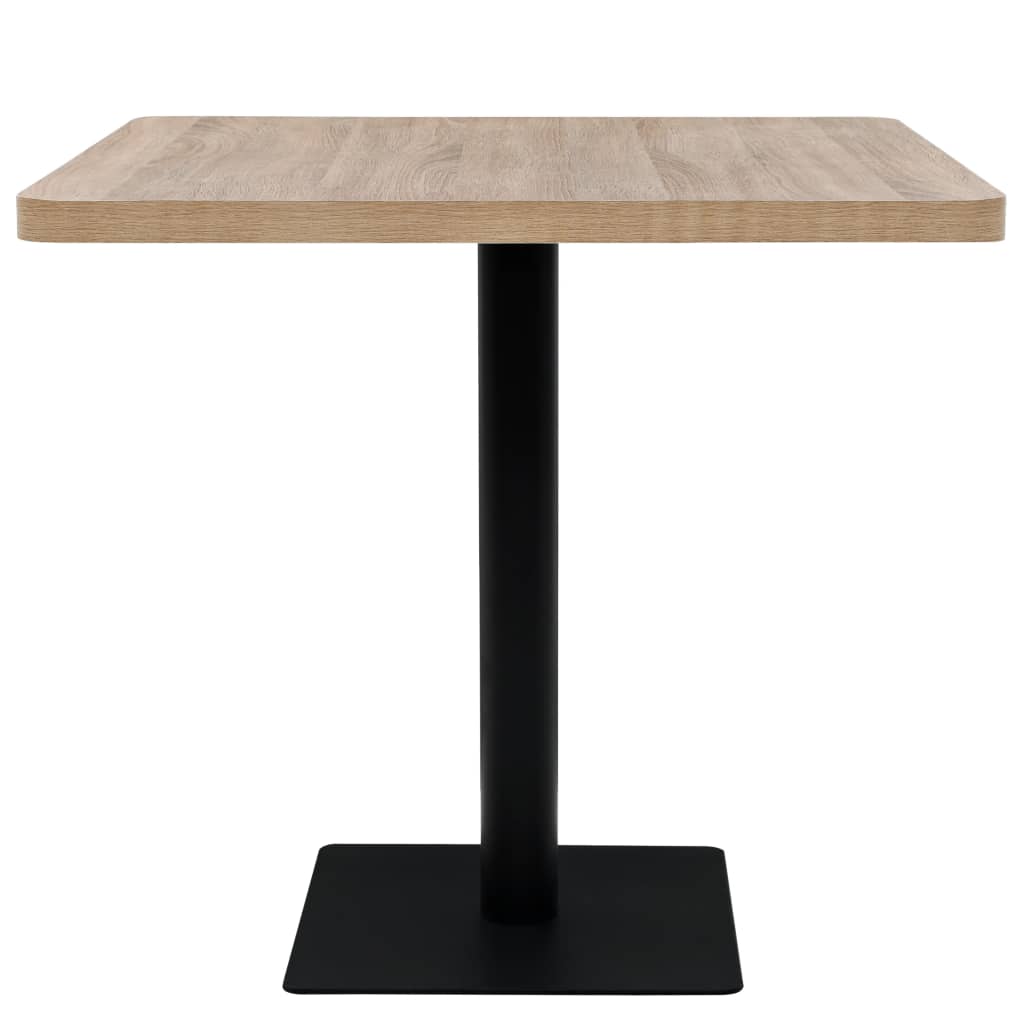 vidaXL Bistrotisch MDF und Stahl Quadratisch 80x80x75 cm Eichenoptik