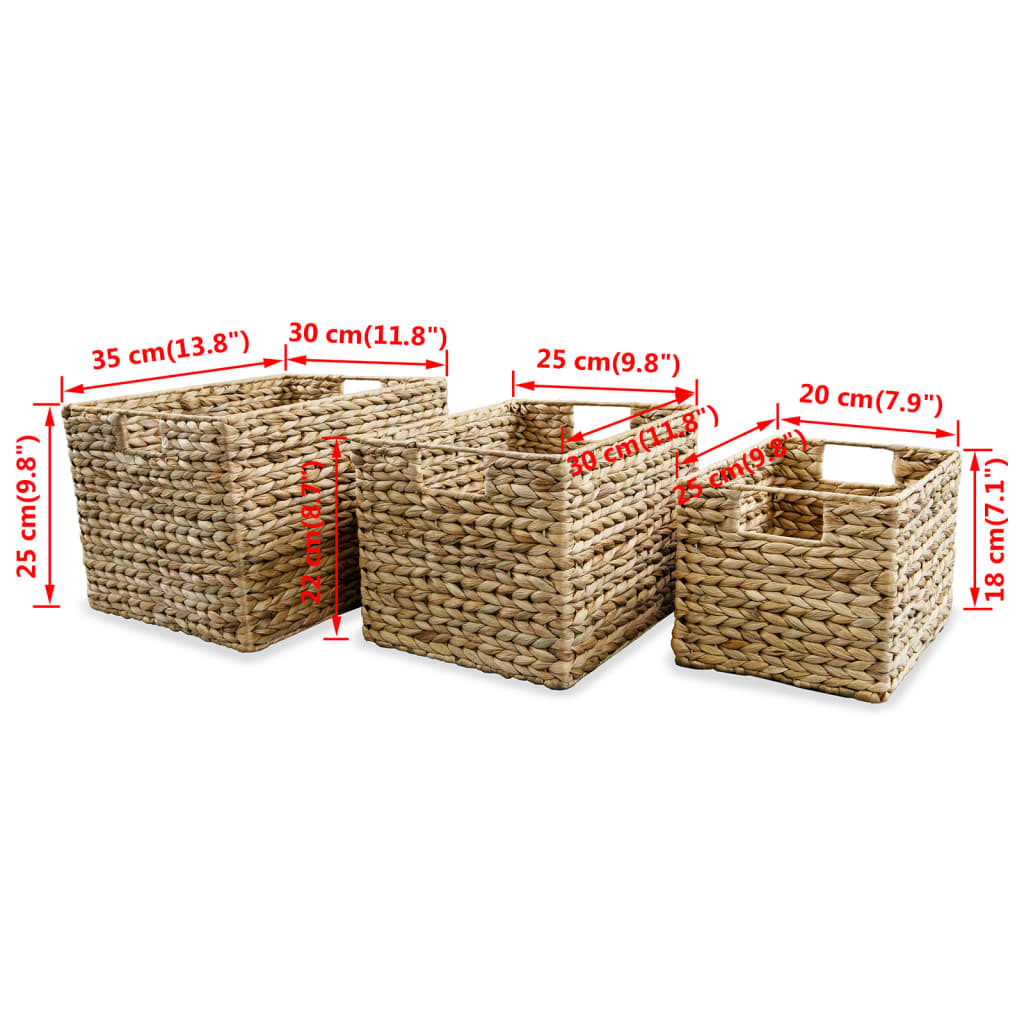 vidaXL Ablagekorb-Set 3 Stk. Wasserhyazinthe