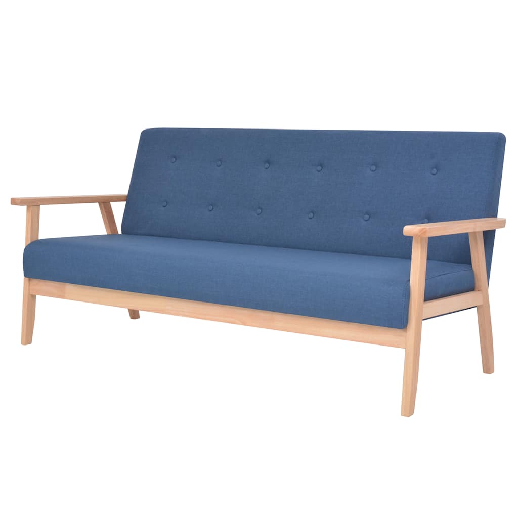 vidaXL Sofagarnitur 3-tlg. Stoff Blau