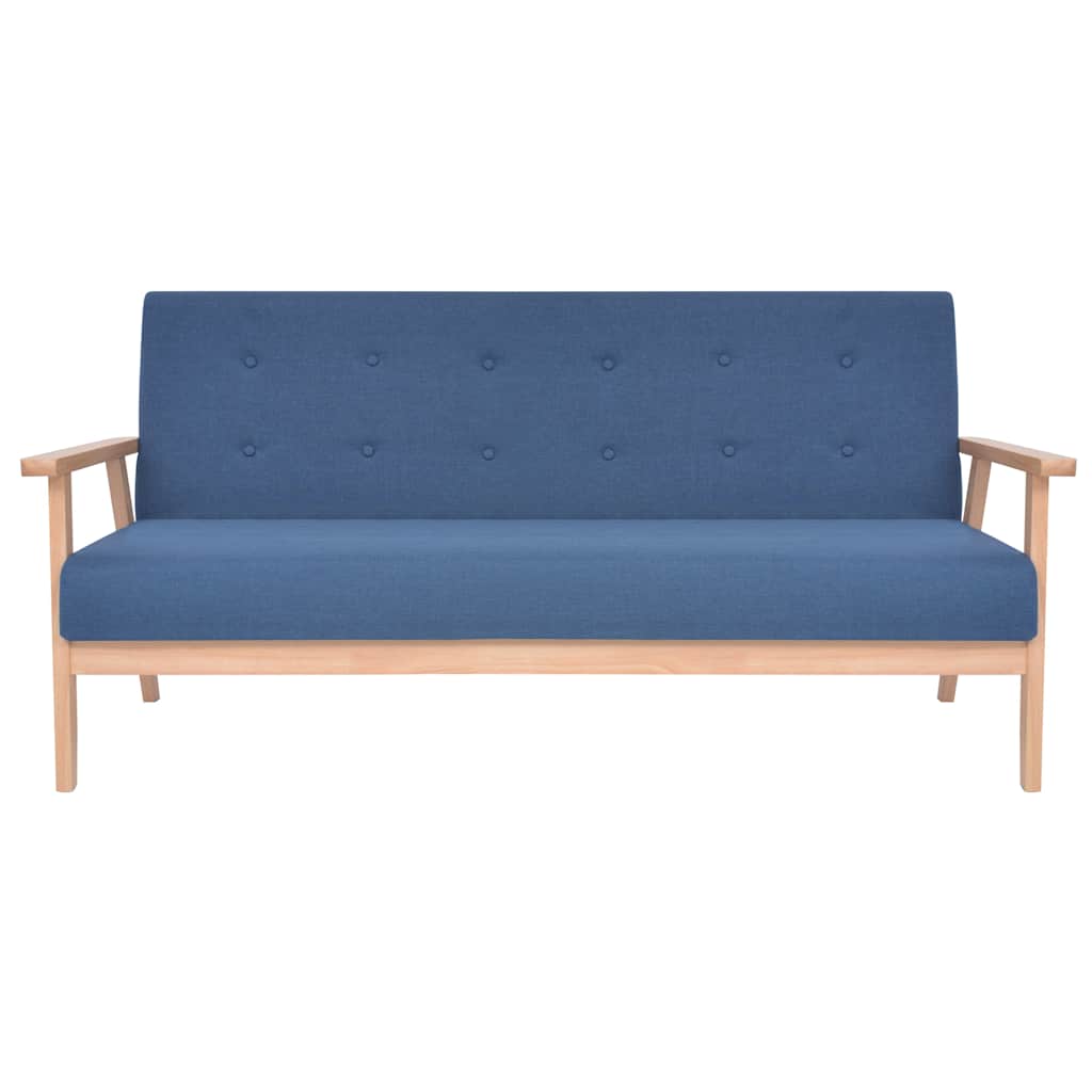 vidaXL Sofagarnitur 3-tlg. Stoff Blau