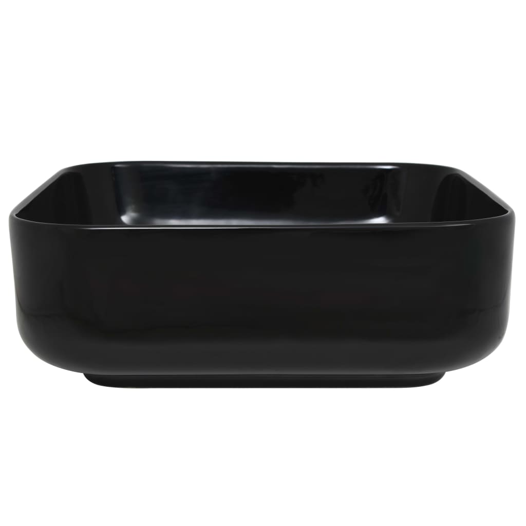 vidaXL Waschbecken Keramik Quadratisch Schwarz 38 x 38 x 13,5 cm