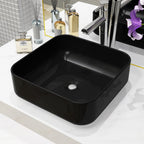 vidaXL Waschbecken Keramik Quadratisch Schwarz 38 x 38 x 13,5 cm