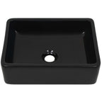 vidaXL Waschbecken Keramik Rechteckig Schwarz 41 x 30 x 12 cm