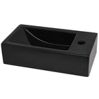 vidaXL Waschbecken Rechteckig + Hahnloch Keramik Schwarz 46x25,5x12 cm