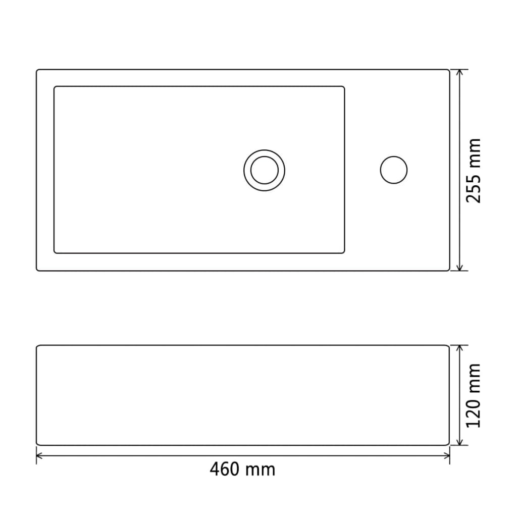 vidaXL Waschbecken Rechteckig + Hahnloch Keramik Schwarz 46x25,5x12 cm