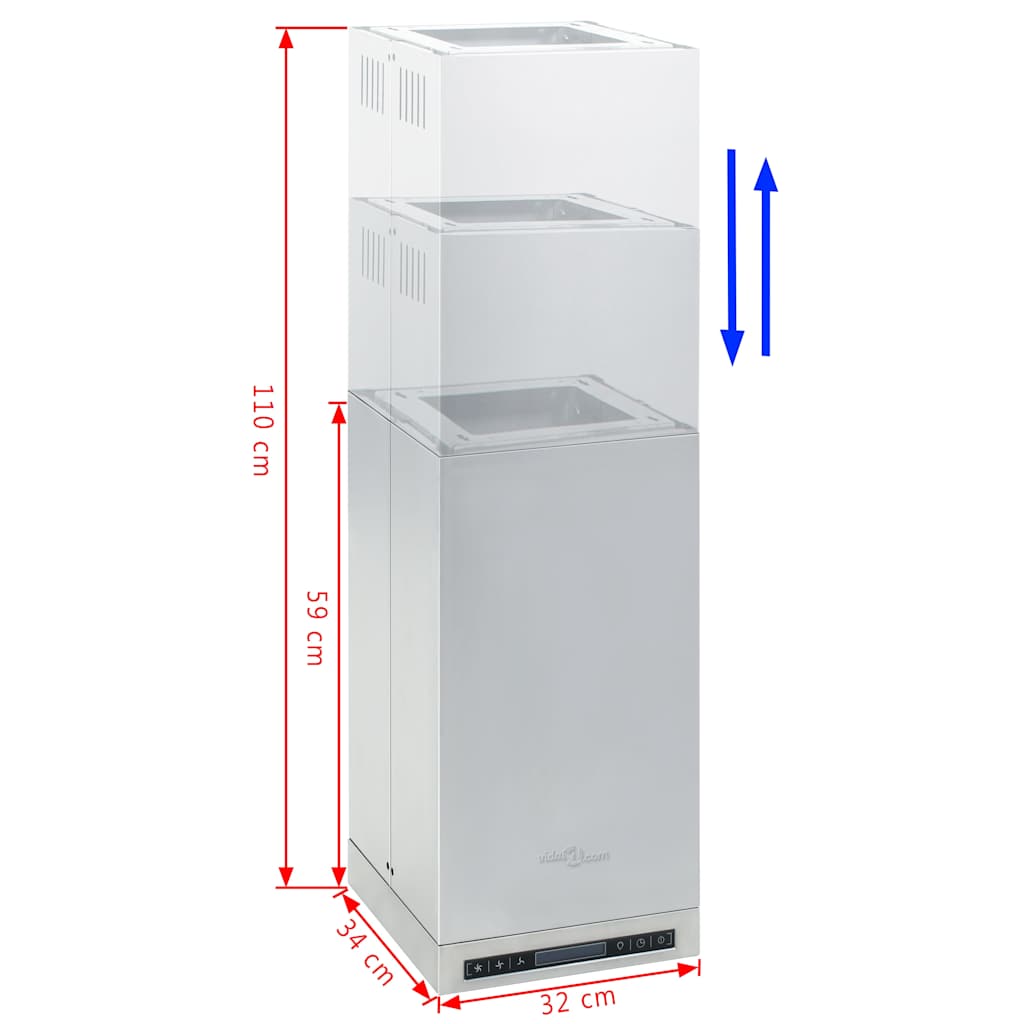 vidaXL Inselhaube mit LCD-Display Berührungssensor 756 m³/h LED