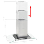 vidaXL Insel-Dunstabzugshaube 90 cm LCD Touch-Sensor 756 m³/h LED