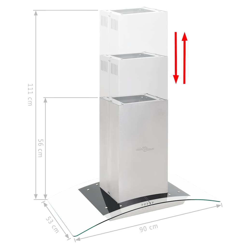 vidaXL Insel-Dunstabzugshaube 90 cm Edelstahl 756 m³/h LED