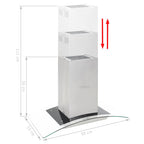 vidaXL Insel-Dunstabzugshaube 90 cm Edelstahl 756 m³/h LED
