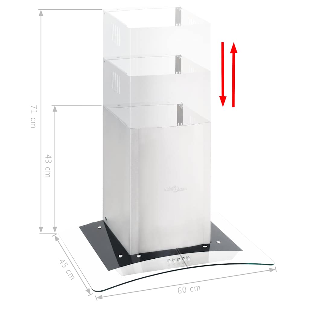 vidaXL Wandmontierte Dunstabzugshaube 60 cm Edelstahl 756 m³/h LED