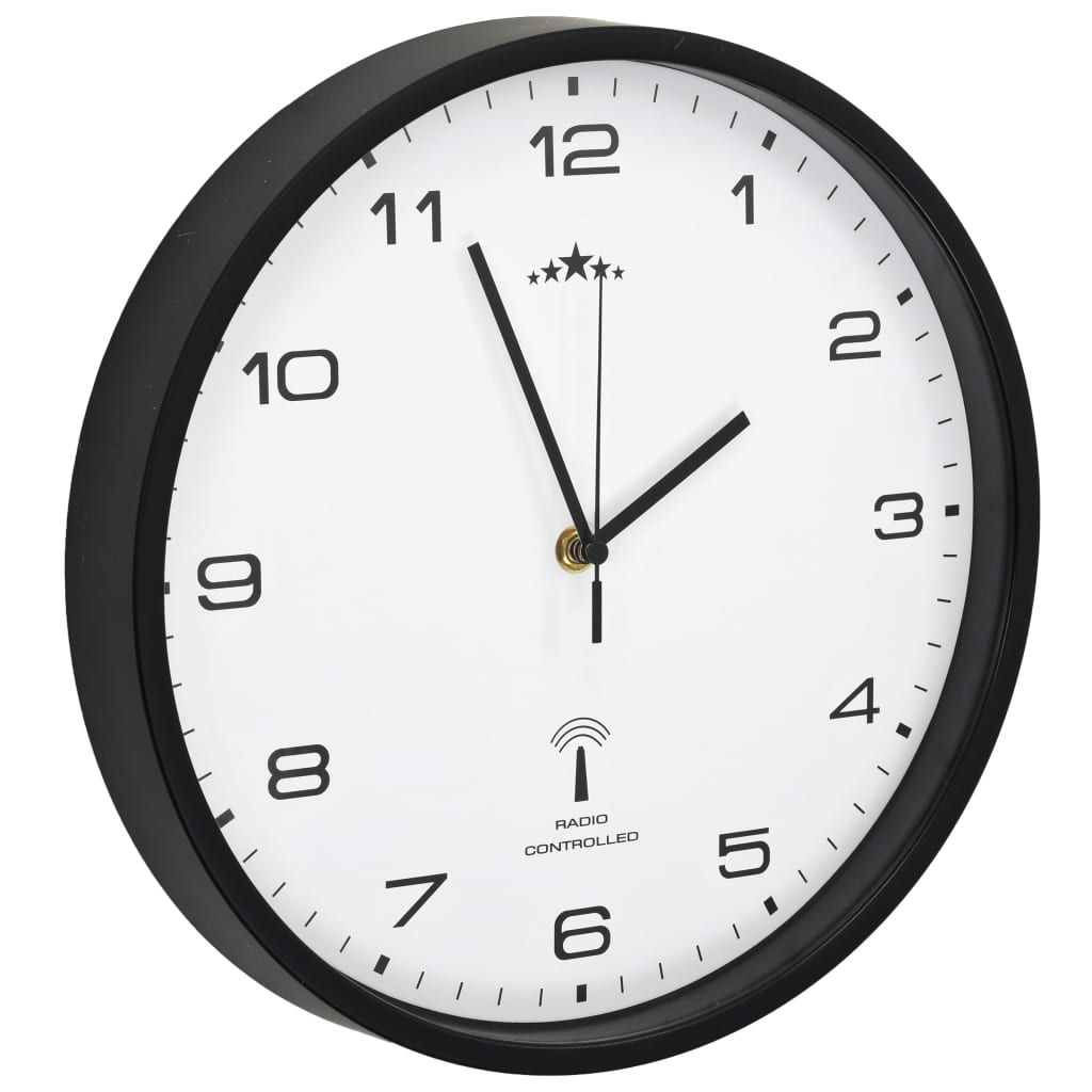 vidaXL Funkwanduhr Quarzwerk 31 cm Weiß & Schwarz