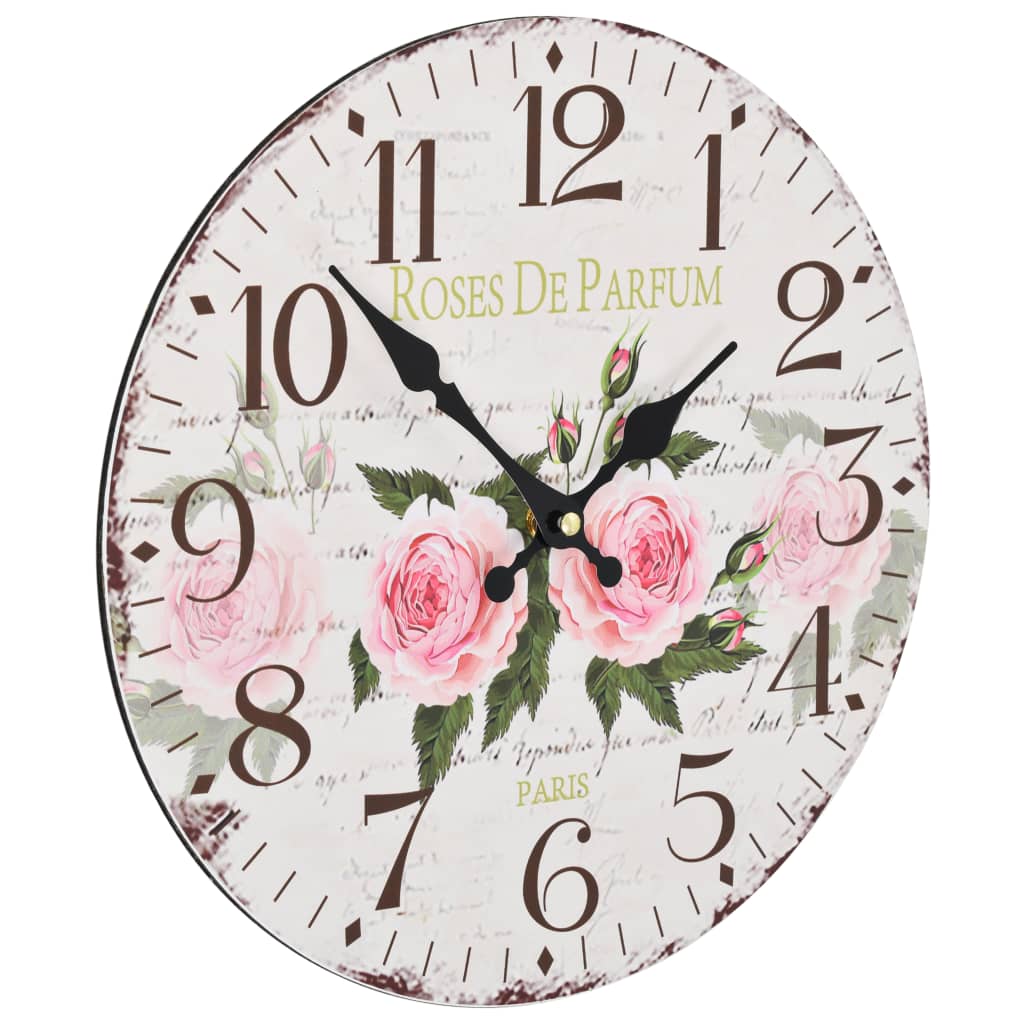 vidaXL Vintage Wanduhr Blumen 30 cm