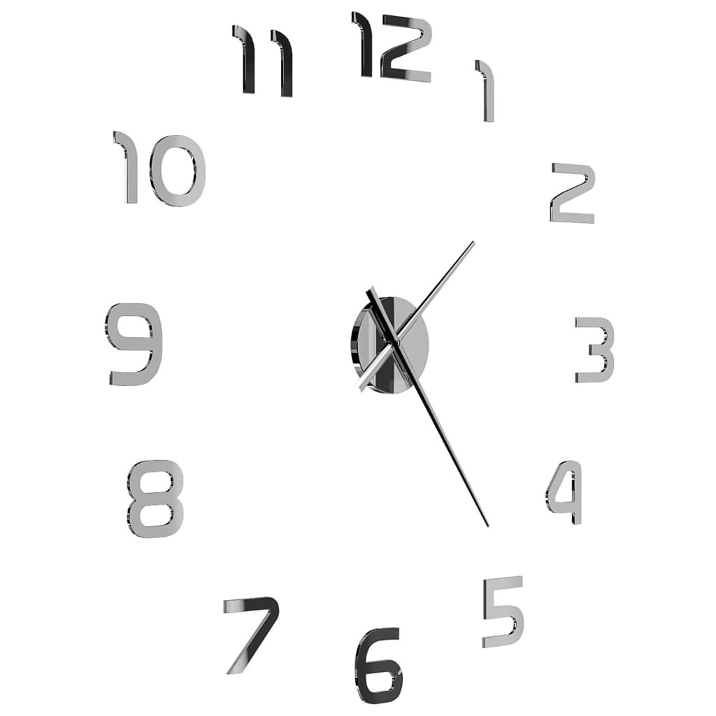 vidaXL 3D-Wanduhr Modernes Design 100 cm XXL Silbern