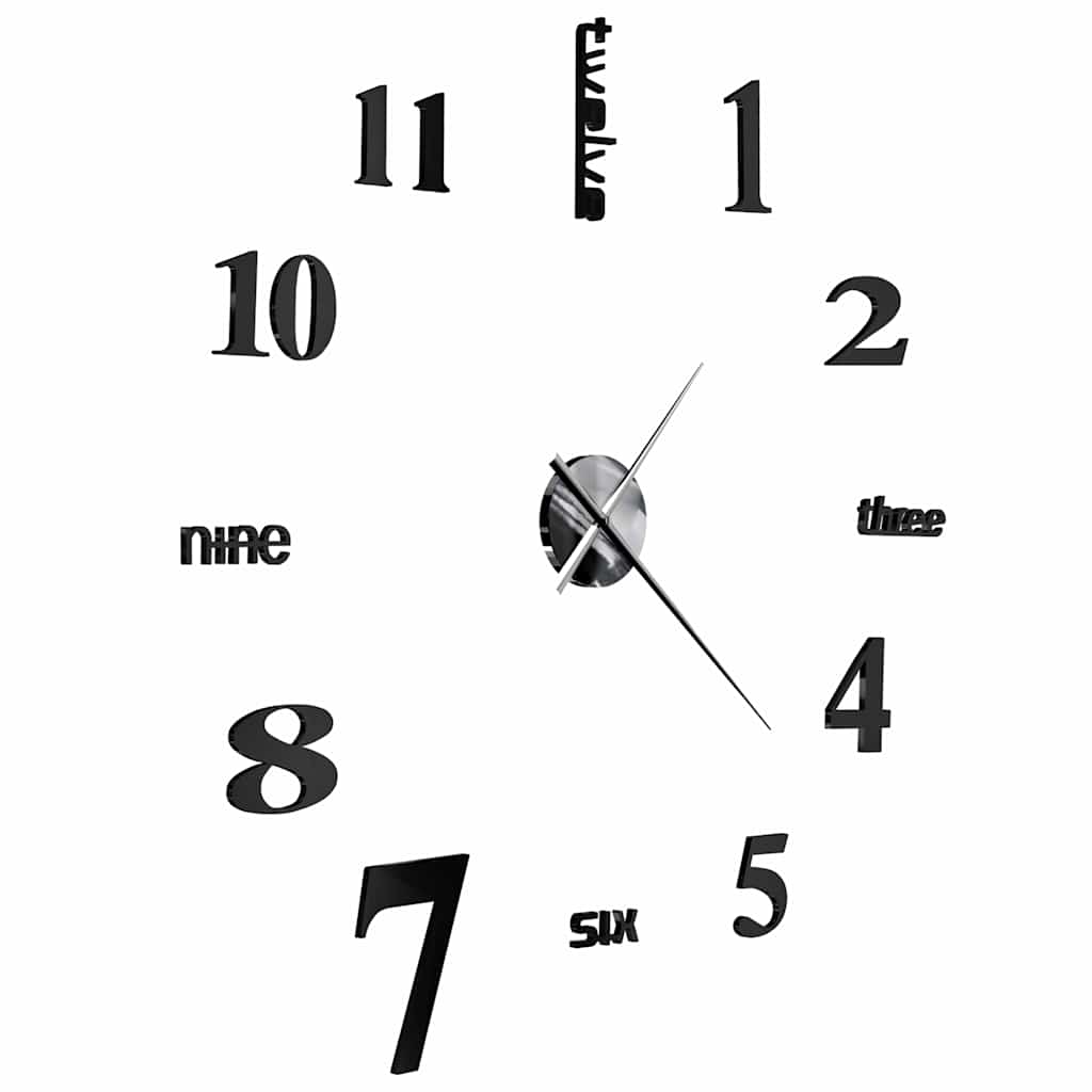 vidaXL 3D-Wanduhr Modernes Design 100 cm XXL Schwarz