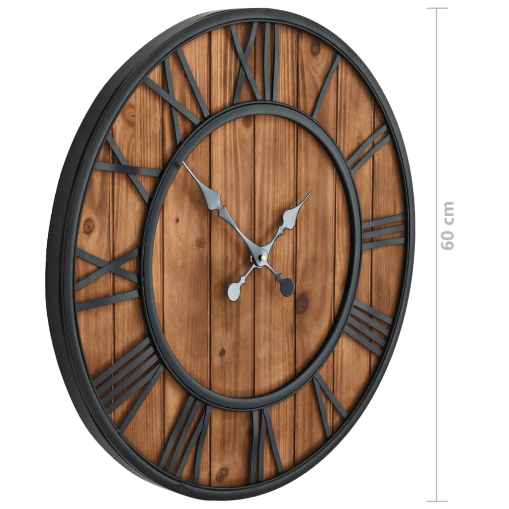 vidaXL Wanduhr Vintage mit Quarzwerk Holz und Metall 60 cm XXL