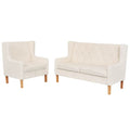 vidaXL 2-tlg. Sofa-Set Stoff Cremeweiß