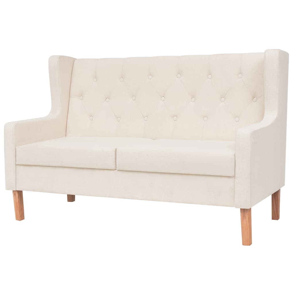 vidaXL 2-tlg. Sofa-Set Stoff Cremeweiß