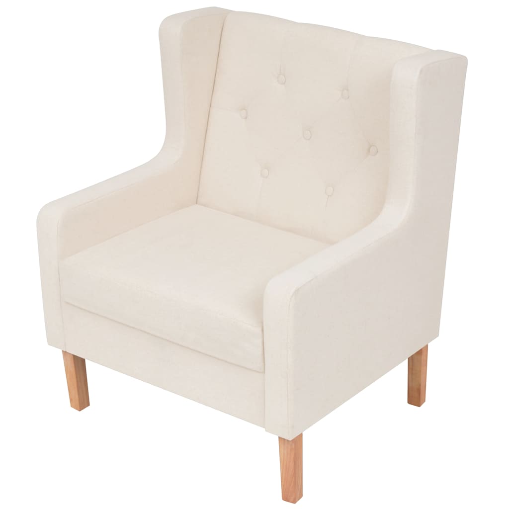 vidaXL 2-tlg. Sofa-Set Stoff Cremeweiß