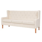vidaXL 3-tlg. Sofa-Set Stoff Cremeweiß