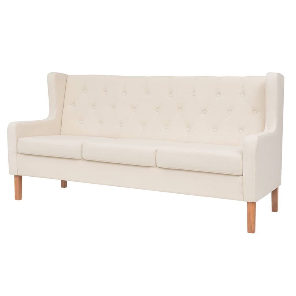 vidaXL 3-tlg. Sofa-Set Stoff Cremeweiß