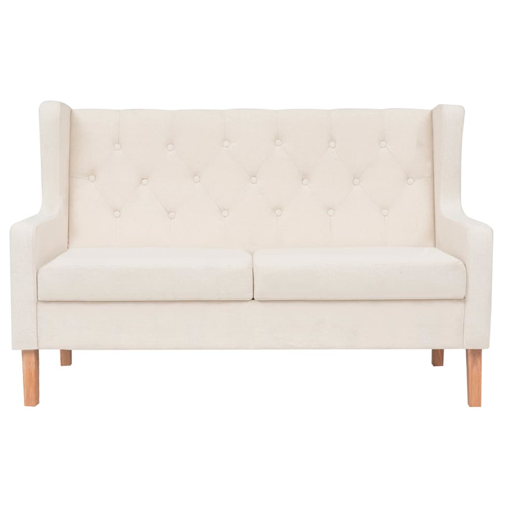 vidaXL 3-tlg. Sofa-Set Stoff Cremeweiß