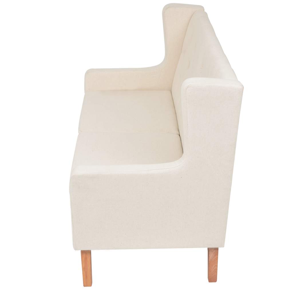 vidaXL 3-tlg. Sofa-Set Stoff Cremeweiß