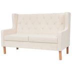 vidaXL 3-tlg. Sofa-Set Stoff Cremeweiß