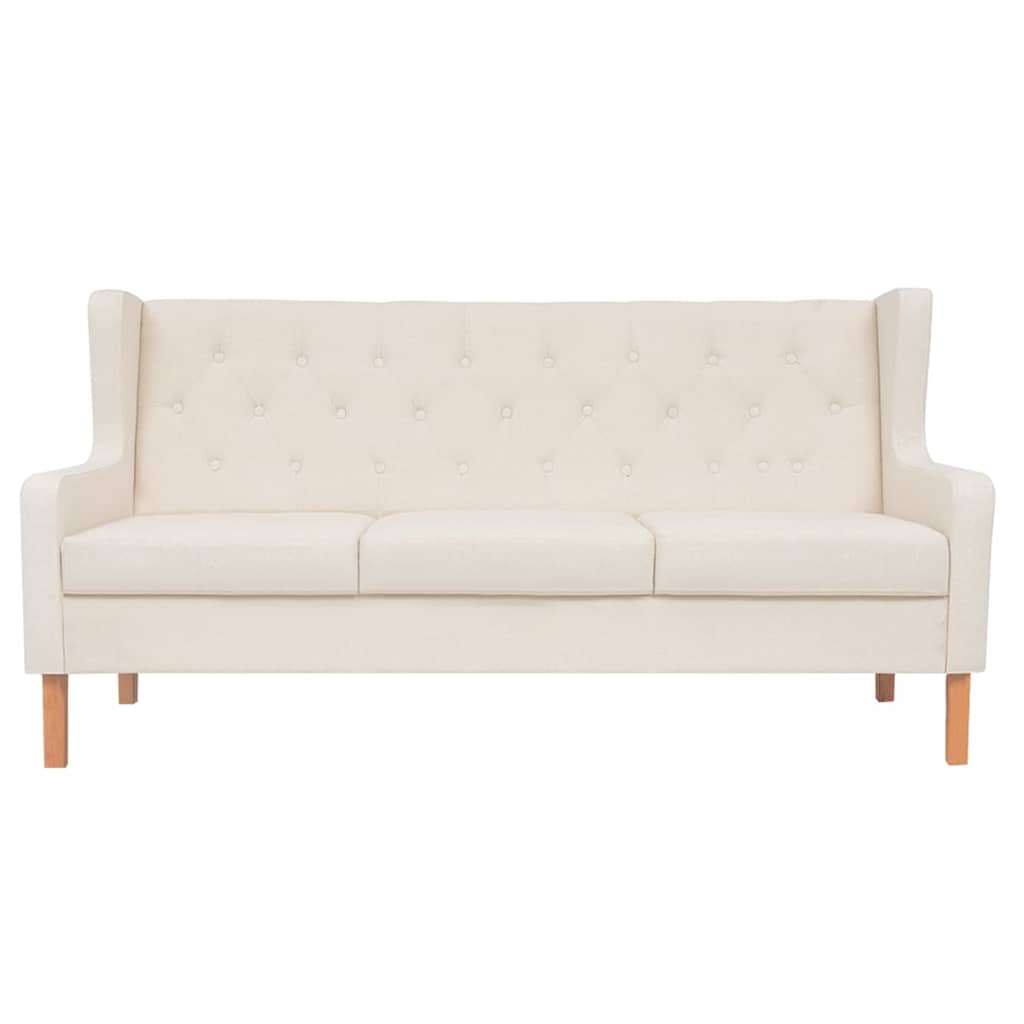 vidaXL 3-tlg. Sofa-Set Stoff Cremeweiß