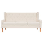 vidaXL 3-tlg. Sofa-Set Stoff Cremeweiß
