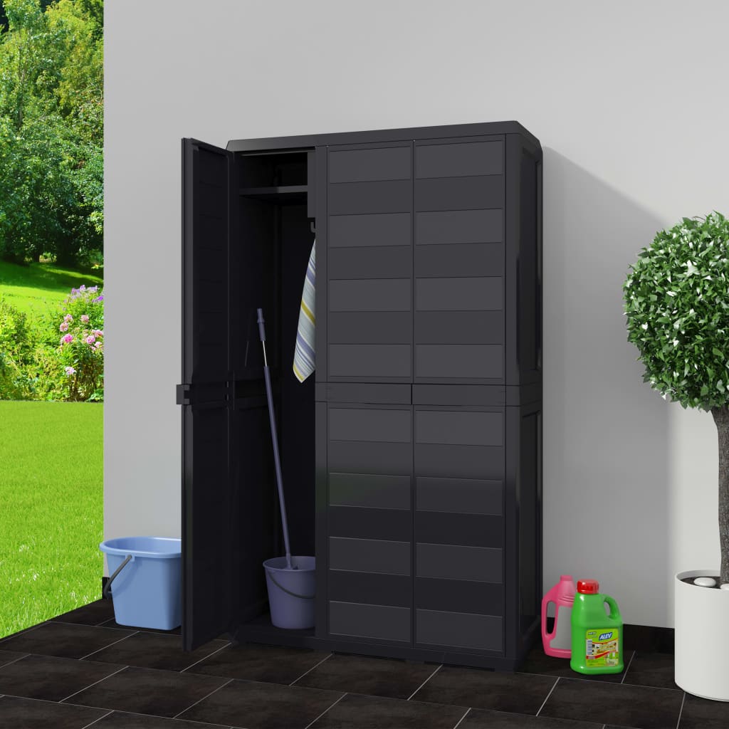 vidaXL Gartenschrank mit 4 Regalen Schwarz