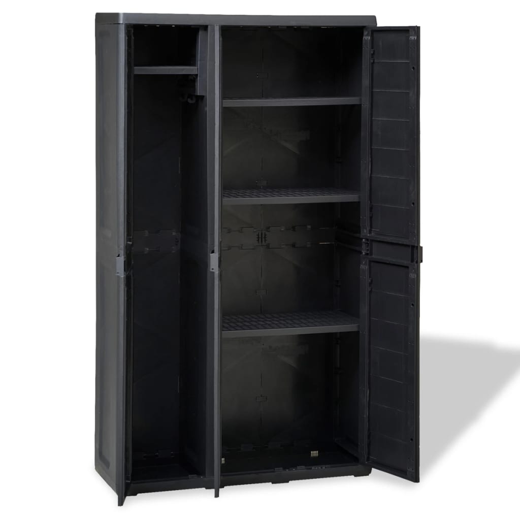 vidaXL Gartenschrank mit 4 Regalen Schwarz
