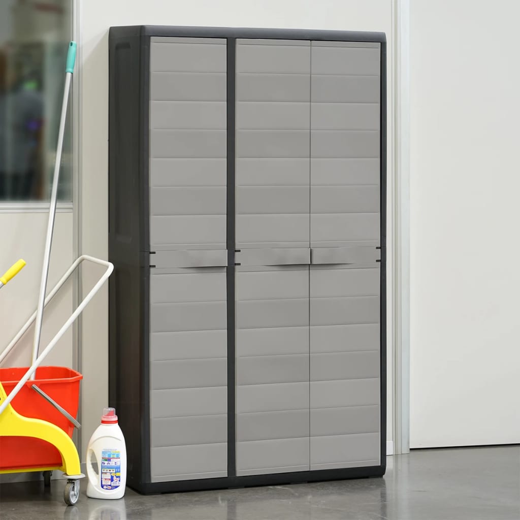 vidaXL Gartenschrank mit 4 Regalen Schwarz und Grau
