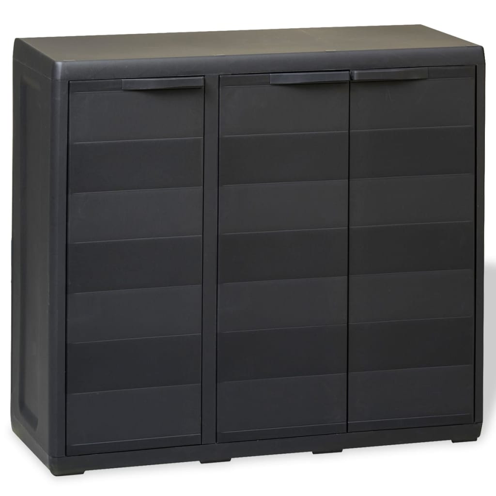 vidaXL Gartenschrank mit 2 Böden Schwarz