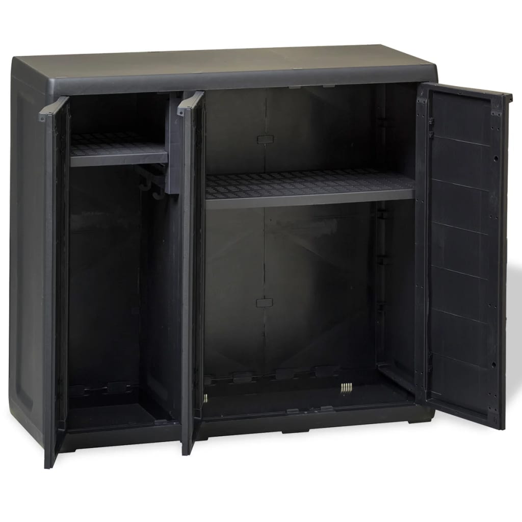 vidaXL Gartenschrank mit 2 Böden Schwarz