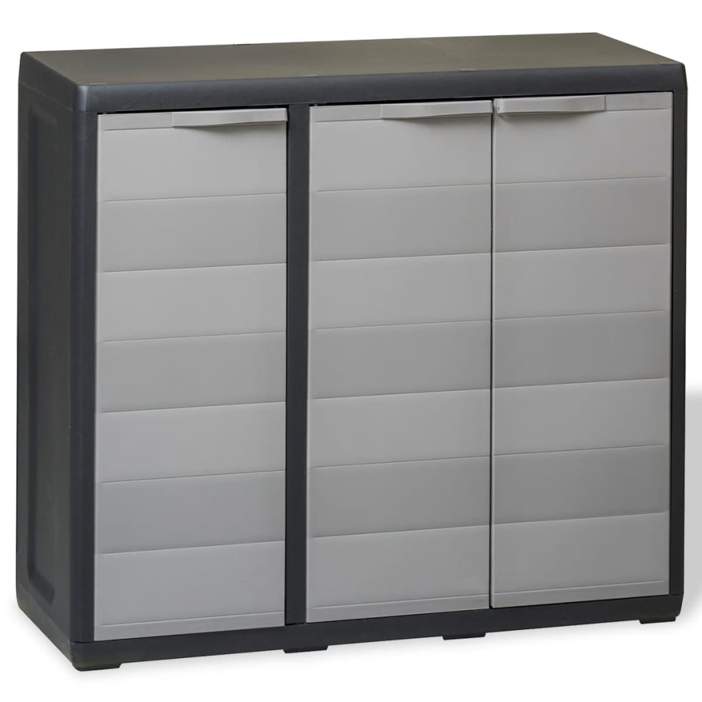 vidaXL Gartenschrank mit 2 Böden Schwarz und Grau
