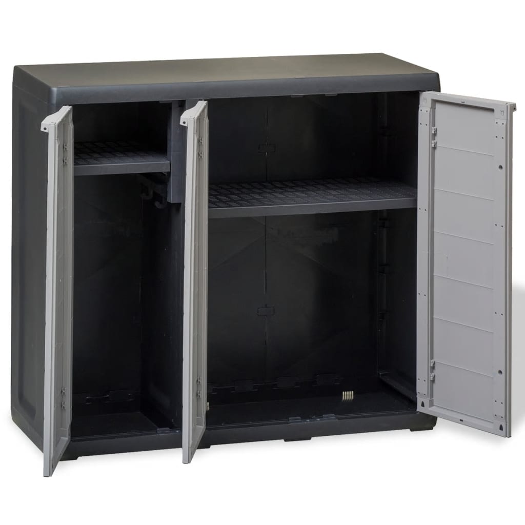 vidaXL Gartenschrank mit 2 Böden Schwarz und Grau