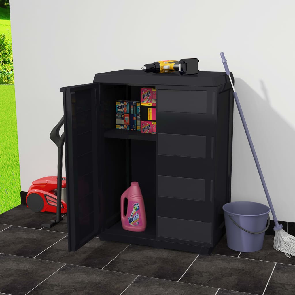 vidaXL Gartenschrank mit 1 Boden Schwarz