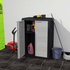vidaXL Gartenschrank mit 1 Boden Schwarz und Grau
