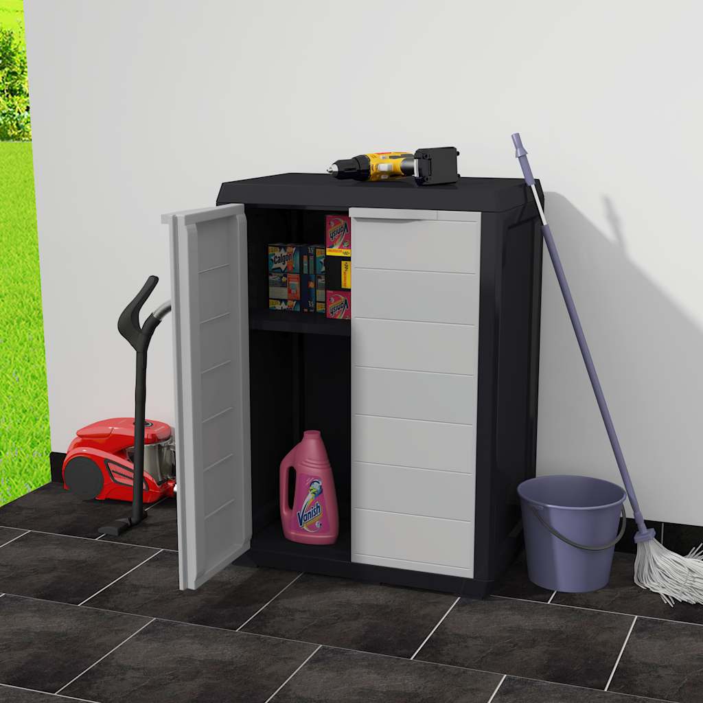 vidaXL Gartenschrank mit 1 Boden Schwarz und Grau