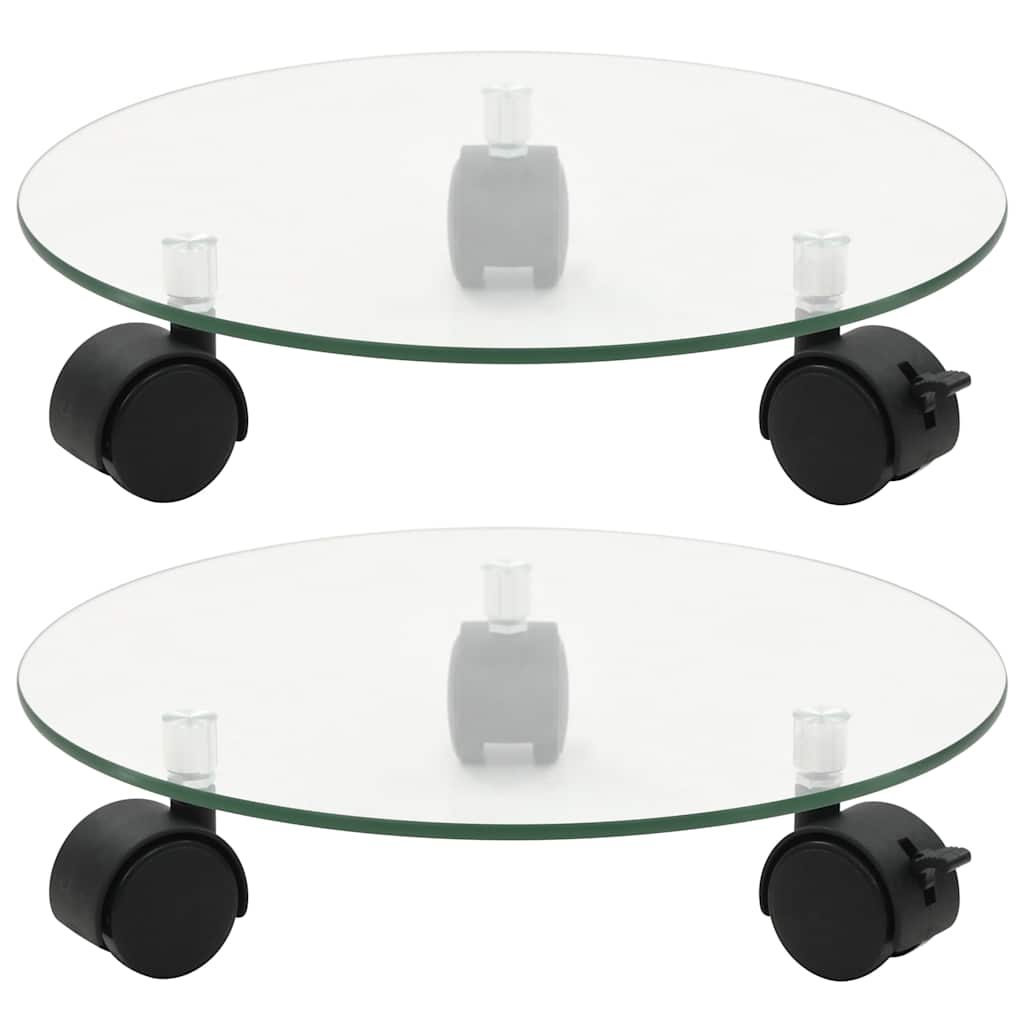 vidaXL Pflanzenständer mit Rollen 2 Stück Hartglas 28 cm Rund