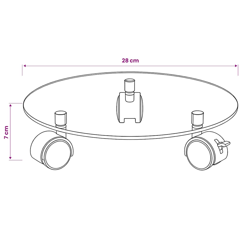 vidaXL Pflanzenständer mit Rollen 2 Stück Hartglas 28 cm Rund