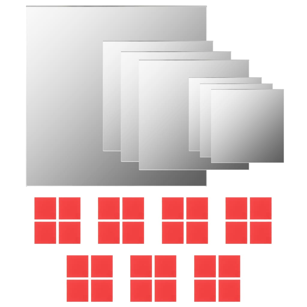 vidaXL 7-teiliges Wandspiegelset Quadratisch Glas