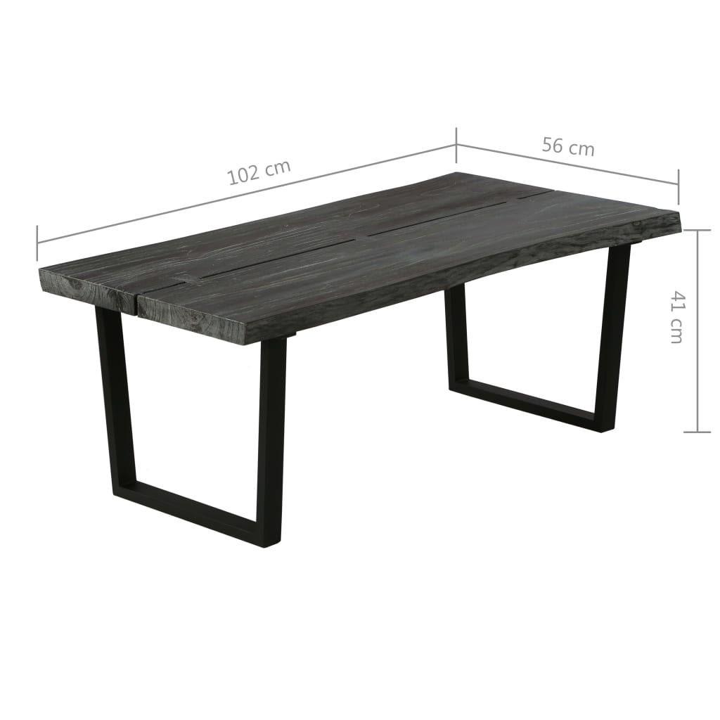 vidaXL Couchtisch Massivholz Mindi 102x56x41 cm Grau