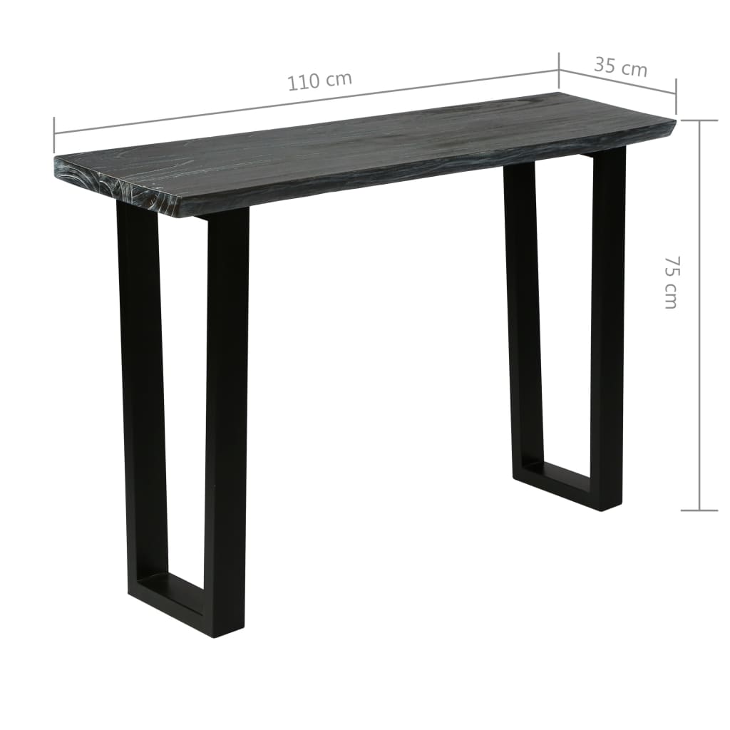 vidaXL Konsolentisch Mindi-Holz Massiv 110 x 35 x 75 cm Grau